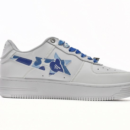 Bathing Ape Bape Sta Low White Blue Camouflage W/M Sports Shoes