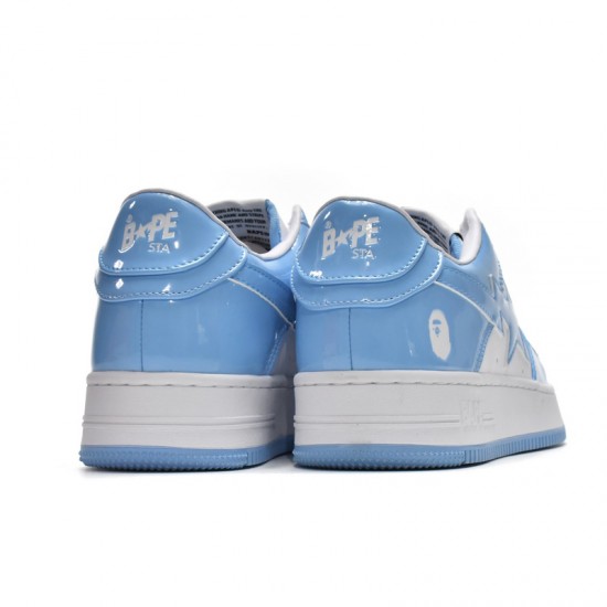 Bathing Ape Bape Sta Low White Blue W/M Sports Shoes