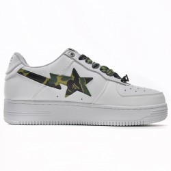 Bathing Ape Bape Sta Low White Green Camouflage W/M Sports Shoes
