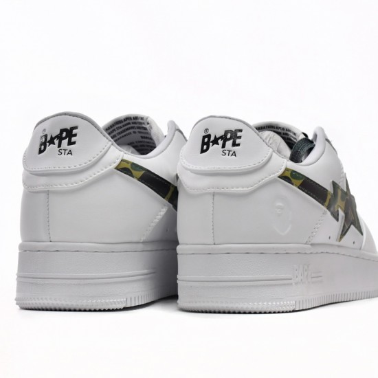 Bathing Ape Bape Sta Low White Green Camouflage W/M Sports Shoes