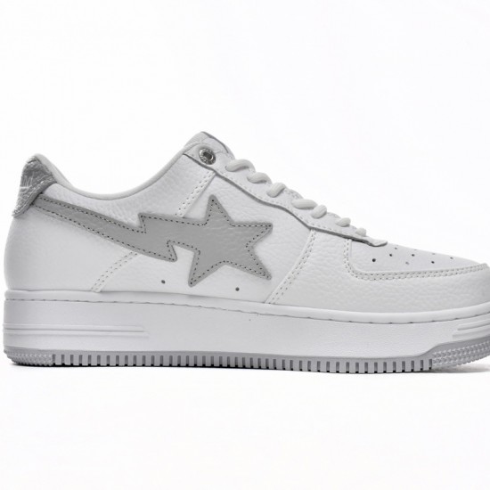 Bathing Ape Bape Sta Low White Grey Silvery W/M Sports Shoes