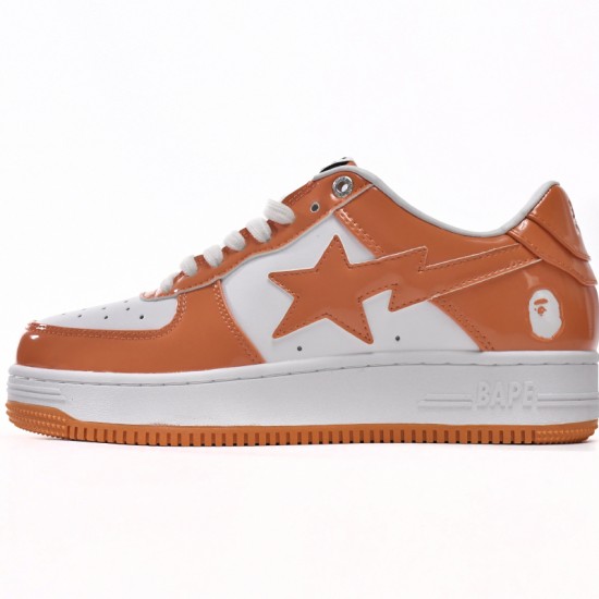 Bathing Ape Bape Sta Low White Orange W/M Sports Shoes