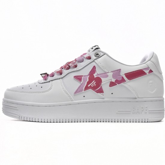 Bathing Ape Bape Sta Low White Red Camouflage W/M Sports Shoes