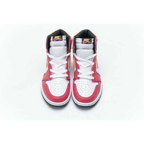 Hot Air Jordan 1 High OG "Light Fusion Red" Red Yellow White 555088-603 36-46 Shoes