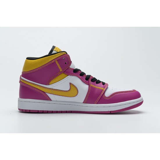 2020 Air Jordan 1 Mid "Dia de los Muertos" White Yellow Pink DC0350-100 36-45 Shoes