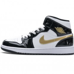 Air Jordan 1 Mid "Gold Patent Leather" Black Gold 852542-007