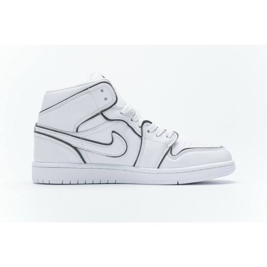 Hot Air Jordan 1 Mid "Iridescent Outline" White Black CK6587-100 36-46 Shoes