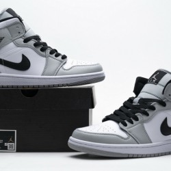 Air Jordan 1 Mid Light Smoke Grey Gray White 554724-092