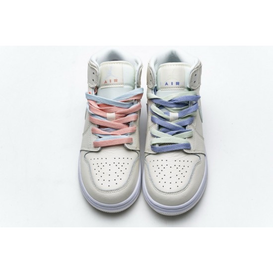 Air Jordan 1 Mid GG "Multi Color Swoosh" White Blue Pink 555112-035