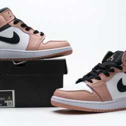 Air Jordan 1 Mid "Pink Quartz" Blakc White Pink 555112-603