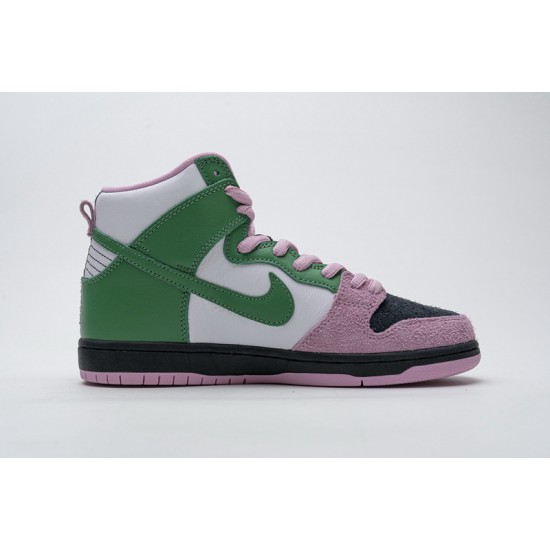 Nike SB Dunk High Pro Prm "Invert Celtics" Black Pink Green CU7349-001