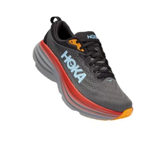 Hoka One One Bondi 8 Black Orange White Women Men Running Shoes