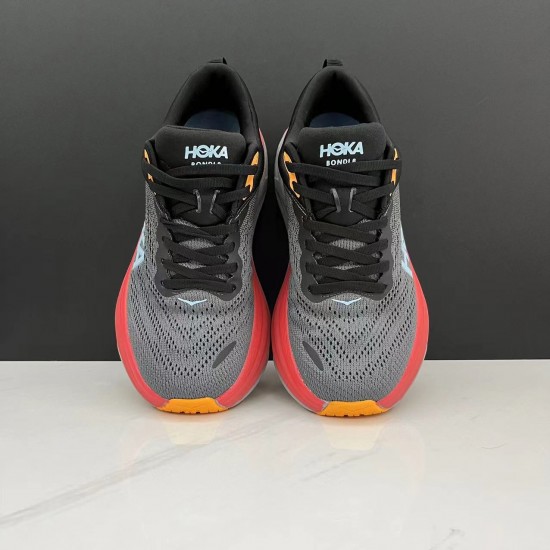 Hoka One One Bondi 8 Black Orange White Women Men Running Shoes