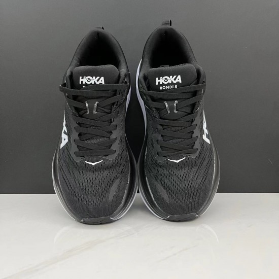 Hoka One One Bondi 8 Black White Women Men Running Shoes