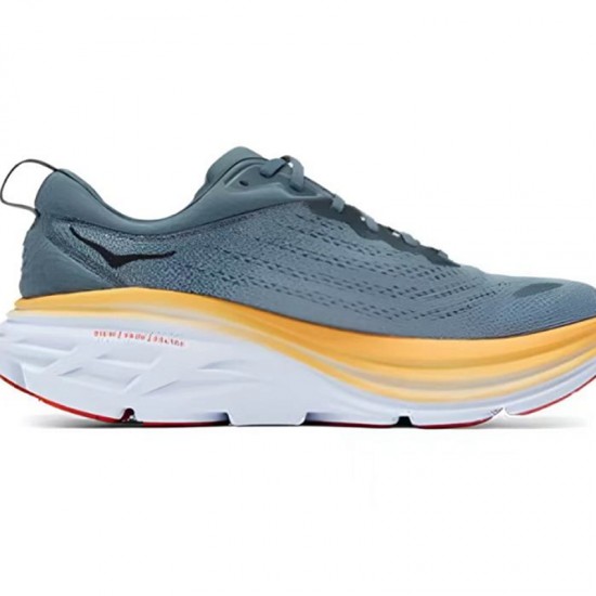 Hoka One One Bondi 8 Deep Grey Yellow White Women Men Running Shoes