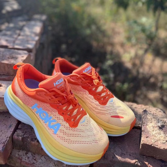 Hoka One One Bondi 8 Orange Yellow White Women Men Running Shoes