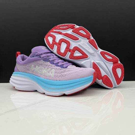 Hoka One One Bondi 8 Purple Blue Grey Women Men Running Shoes