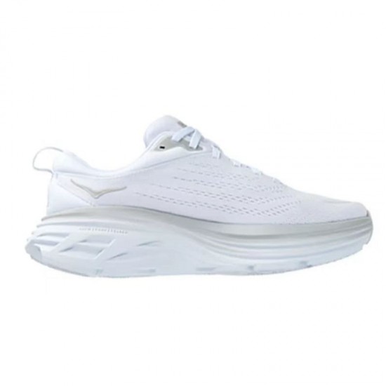 Hoka One One Bondi 8 White Grey Women Men Running Shoes