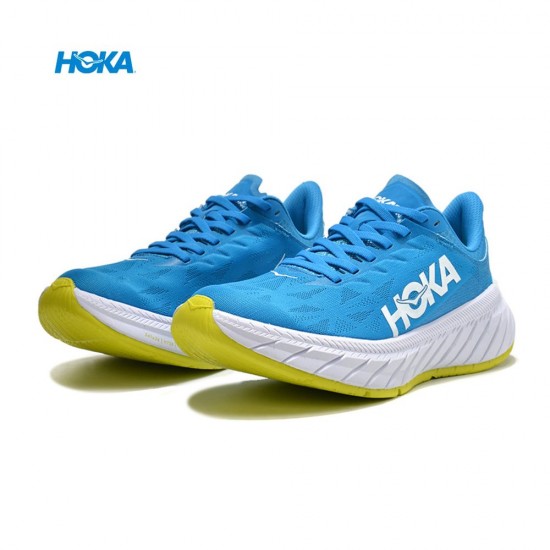 Hoka One One Carbon X2 Blue White Green Men Running Shoes