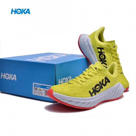 Hoka One One Carbon X2 Yellow Orange Black Women Men Running Shoes