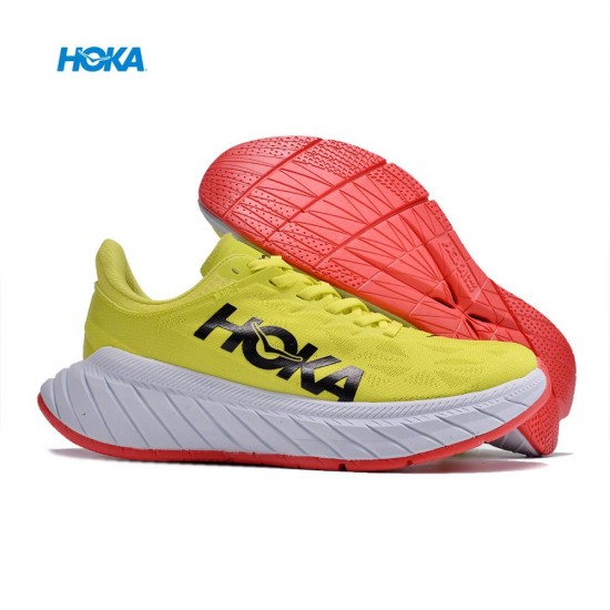 Hoka One One Carbon X2 Yellow Orange Black Women Men Running Shoes