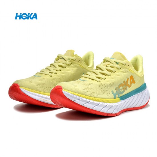 Hoka One One Carbon X2 Yellow Red Women Men Running Shoes