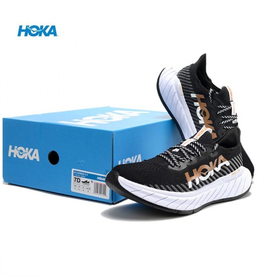 Hoka One One Carbon X3 Black White Gold Women Men Running Shoes