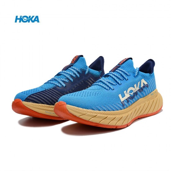 Hoka One One Carbon X3 Blue Brown Yellow Women Men Running Shoes