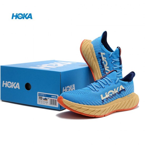 Hoka One One Carbon X3 Blue Brown Yellow Women Men Running Shoes