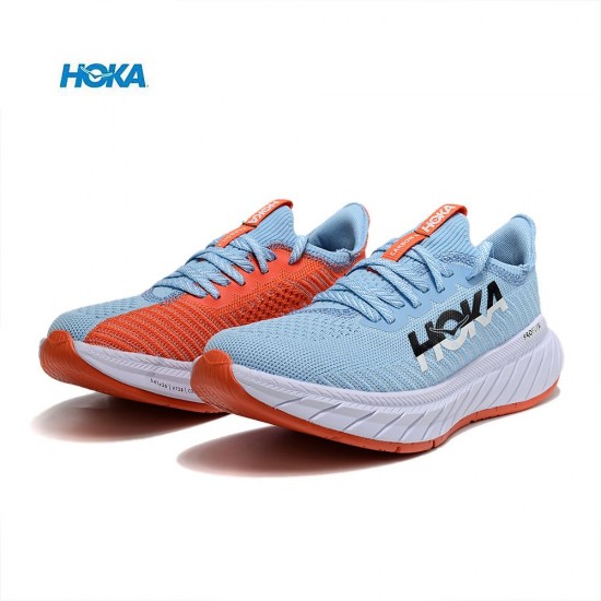 Hoka One One Carbon X3 Ltblue Orange White Women Men Running Shoes