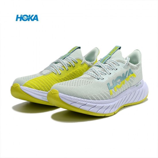 Hoka One One Carbon X3 Ltgreen Yellow White Women Men Running Shoes