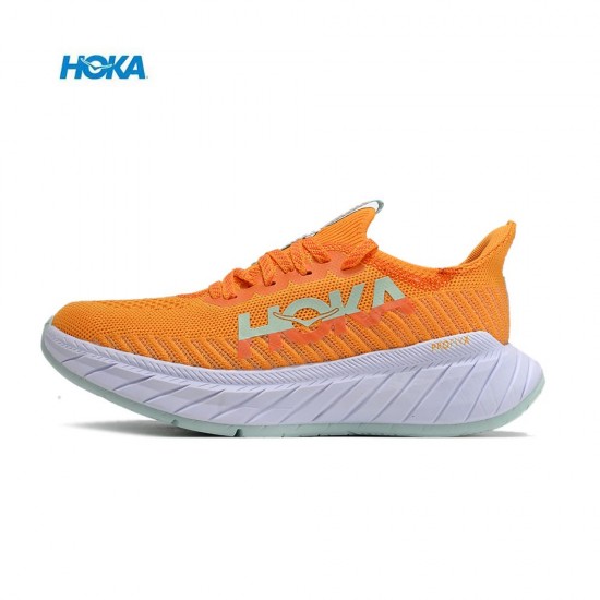 Hoka One One Carbon X3 Orange White Women Yellow Men Running Shoes