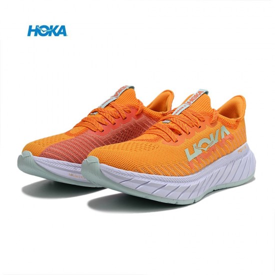 Hoka One One Carbon X3 Orange White Women Yellow Men Running Shoes