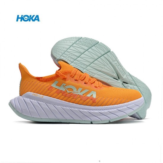 Hoka One One Carbon X3 Orange White Women Yellow Men Running Shoes