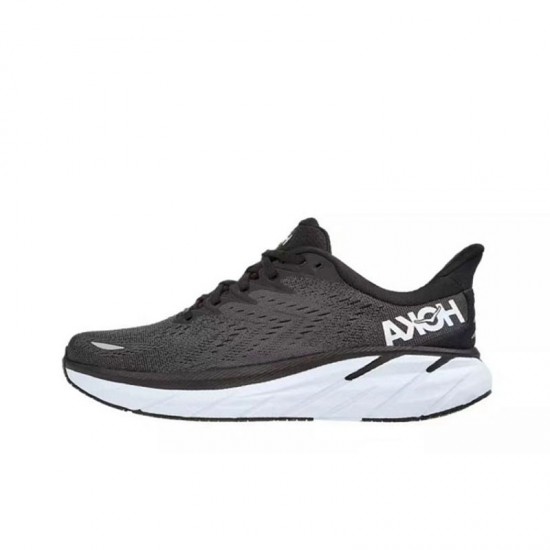 Hoka One One Clifton 8 Black White Women Men Running Shoes