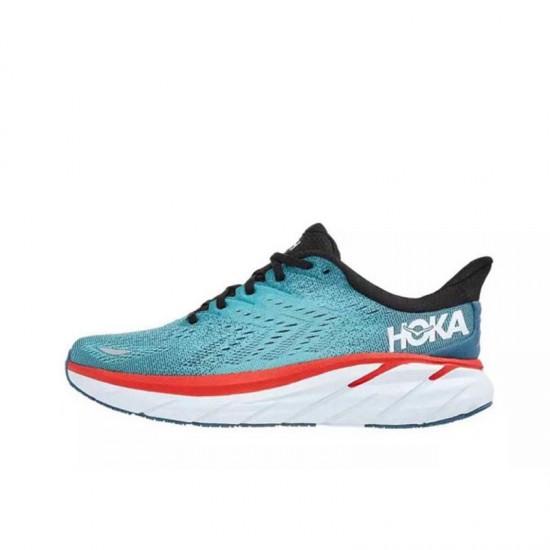 Hoka One One Clifton 8 Blue Black Orange White Women Men Running Shoes