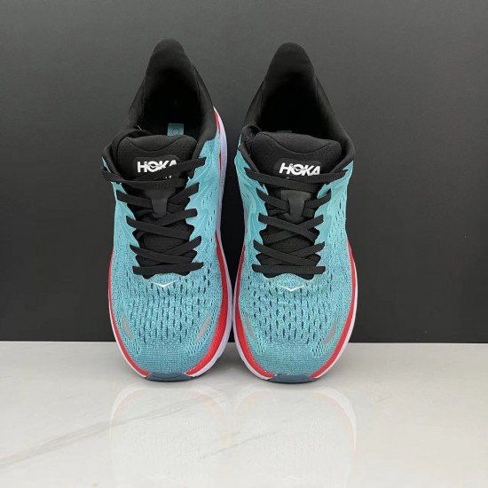 Hoka One One Clifton 8 Blue Black Orange White Women Men Running Shoes