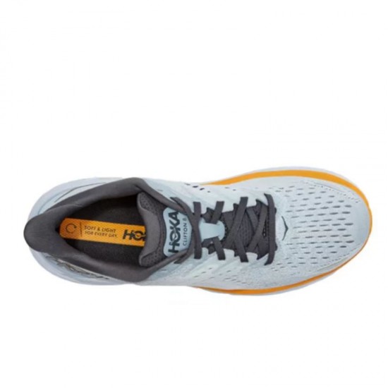 Hoka One One Clifton 8 Grey Orange Black Women Men Running Shoes