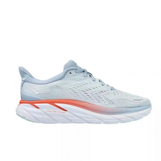 Hoka One One Clifton 8 Grey Orange Women Men Running Shoes