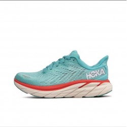 Hoka One One Clifton 8 Ltblue Orange White Women Men Running Shoes