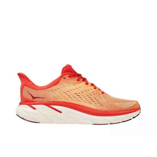 Hoka One One Clifton 8 Orange Red White Women Men Running Shoes