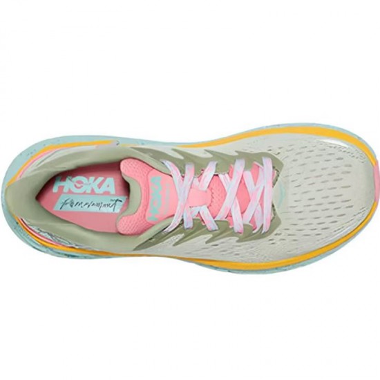 Hoka One One Clifton 8 Pink LtGreen Blue Yellow Women Men Running Shoes