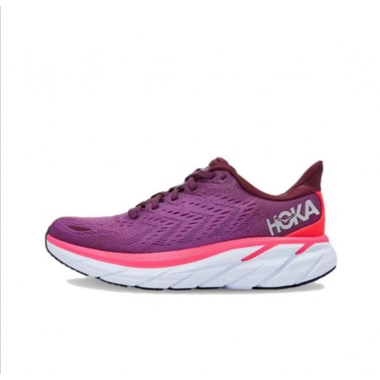 Hoka One One Clifton 8 Purple Red Black Women Men Running Shoes