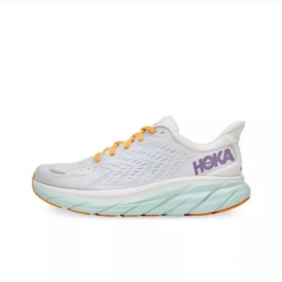 Hoka One One Clifton 8 White Yellow Purple Women Men Running Shoes