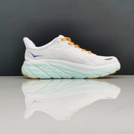 Hoka One One Clifton 8 White Yellow Purple Women Men Running Shoes