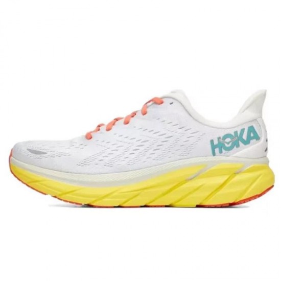 Hoka One One Clifton 8 Yellow Grey Orange Women Men Running Shoes