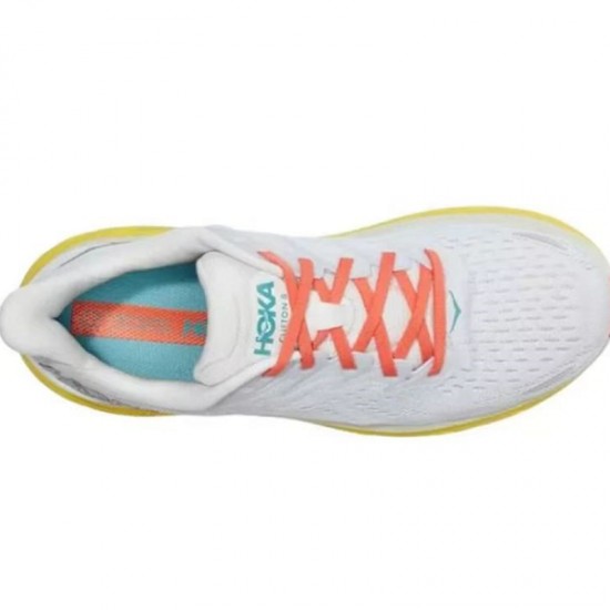 Hoka One One Clifton 8 Yellow Grey Orange Women Men Running Shoes