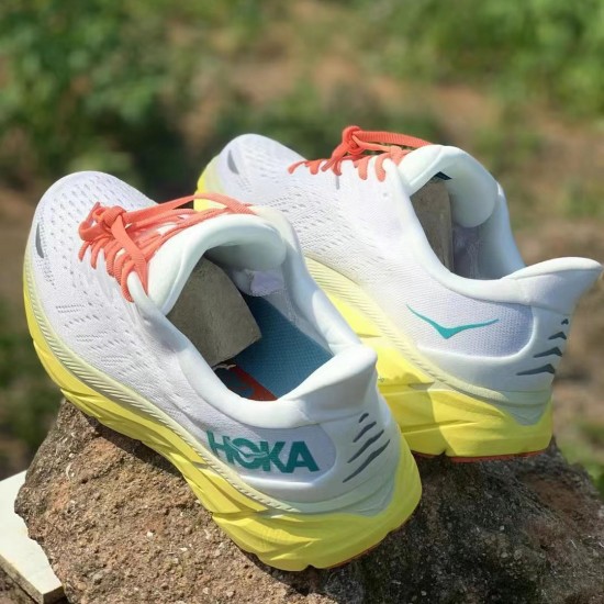 Hoka One One Clifton 8 Yellow Grey Orange Women Men Running Shoes