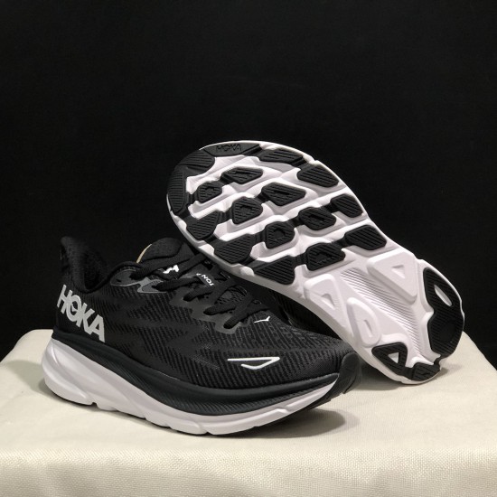 Hoka One One Clifton 9 All Black White Women Men Running Shoes