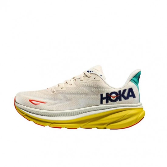 Hoka One One Clifton 9 Beige Yellow Orange Women Men Running Shoes